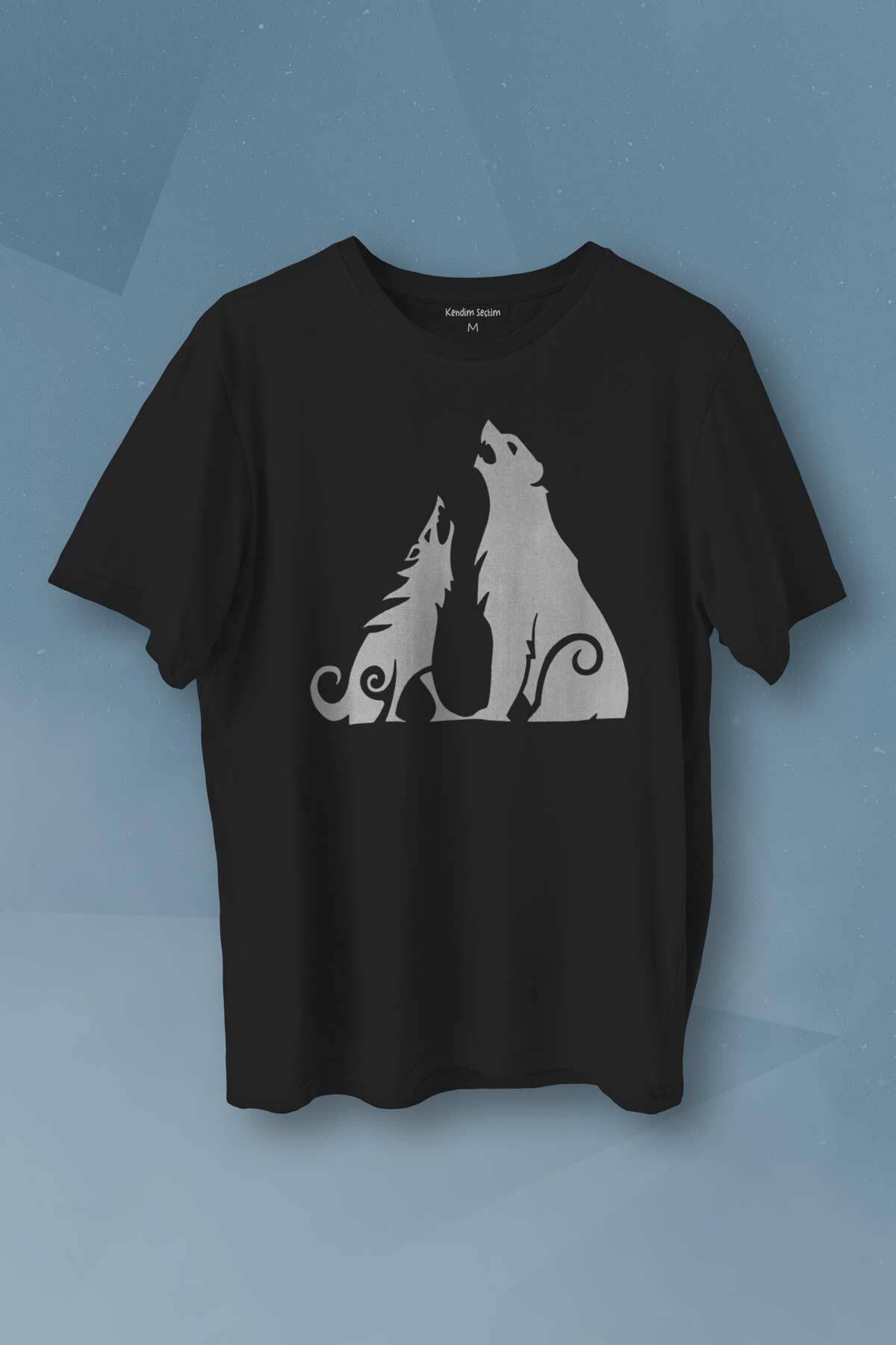 Bear and Wolf God of War Ragnarök Kısa Kollu Baskılı Erkek T-shirt Unisex Tişört