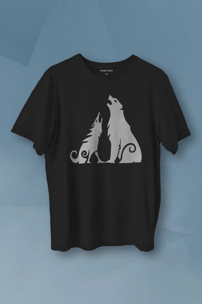 Bear and Wolf God of War Ragnarök Kısa Kollu Baskılı Erkek T-shirt Unisex Tişört - KENDİM SEÇTİM