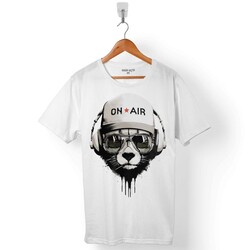 BEAR ON AIR MUSIC KULAKLIK MÜZİK DİNLEYEN AYI ERKEK TİŞÖRT - 1