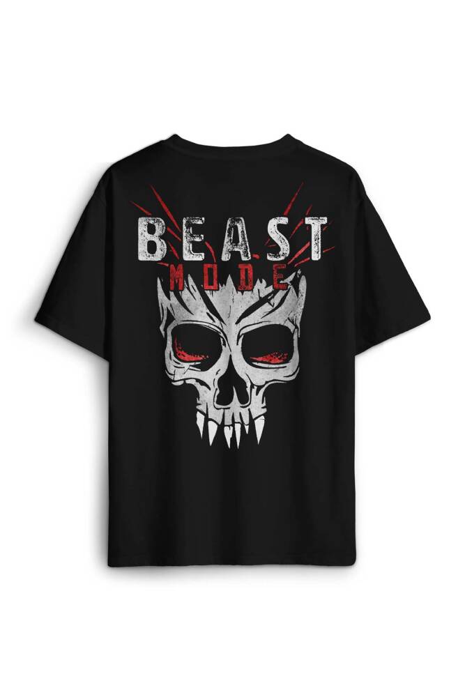 Beast Mode Gym Spor Workout Baskılı Oversize T-shirt Siyah Unisex Tişört (1)