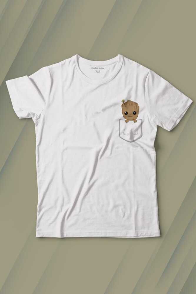 Bebek Groot Marvel Galaksinin Koruyucuları Cep Baskılı Tişört Çocuk T-shirt - 1