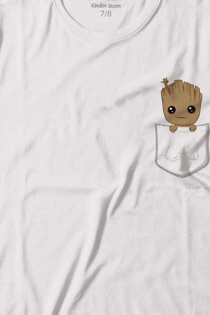 Bebek Groot Marvel Galaksinin Koruyucuları Cep Baskılı Tişört Çocuk T-shirt (1)