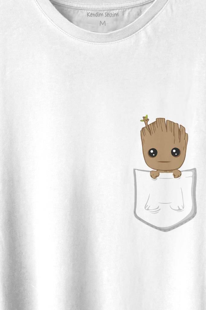 Bebek Groot Marvel Galaksinin Koruyucuları Cep Baskılı Tişört Unisex T-shirt (1)