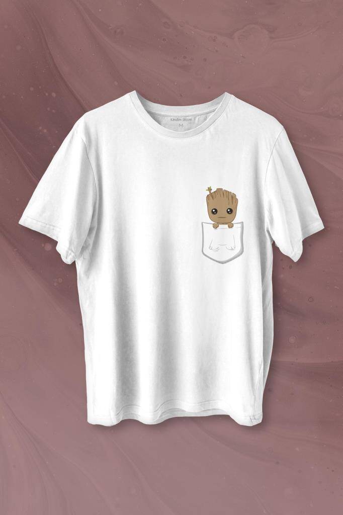 Bebek Groot Marvel Galaksinin Koruyucuları Cep Baskılı Tişört Unisex T-shirt - 1