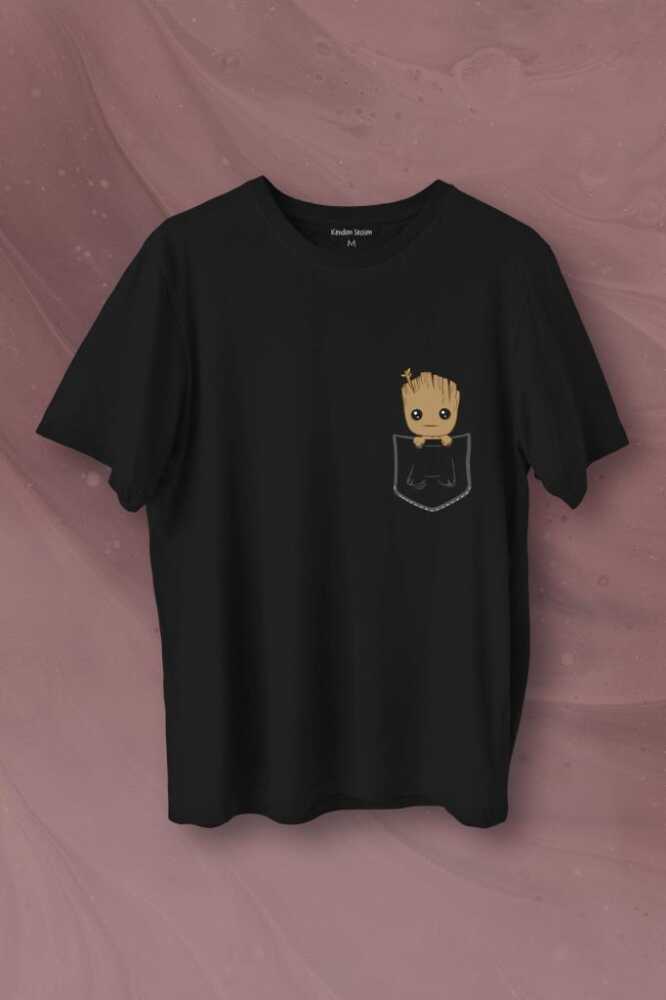 Bebek Groot Marvel Galaksinin Koruyucuları Cep Baskılı Tişört Unisex T-Shirt - 1