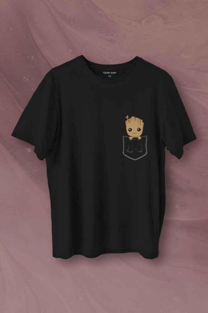 Bebek Groot Marvel Galaksinin Koruyucuları Cep Baskılı Tişört Unisex T-Shirt - KENDİM SEÇTİM