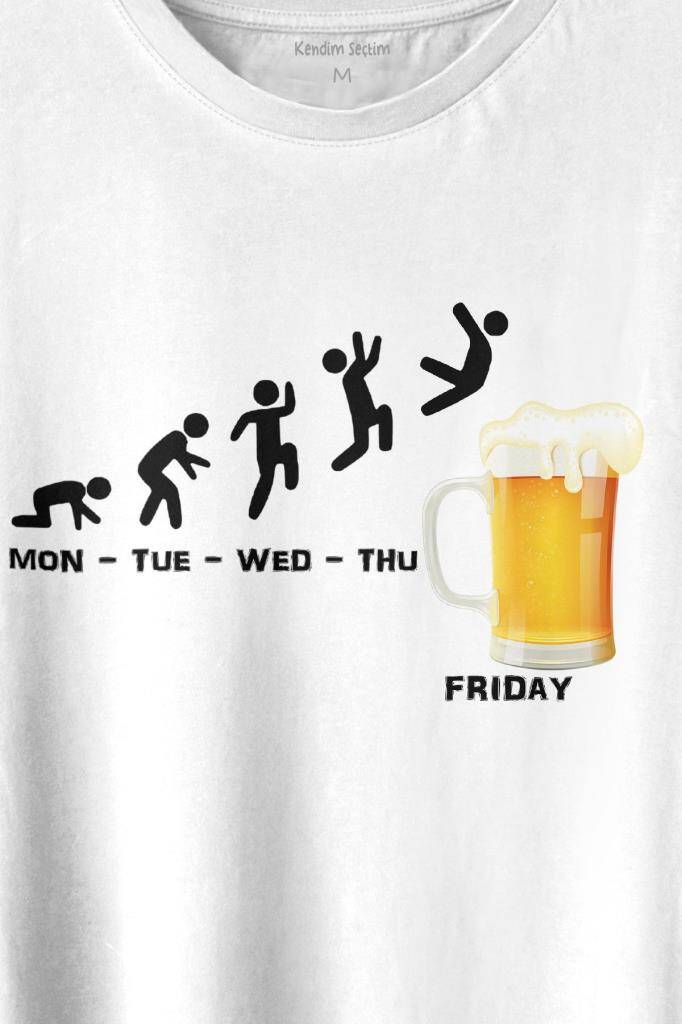 Beer Week Friday Weekend Bira Alkol Hafta Sonu Tatili Baskılı Tişört Unisex T-shirt (1)