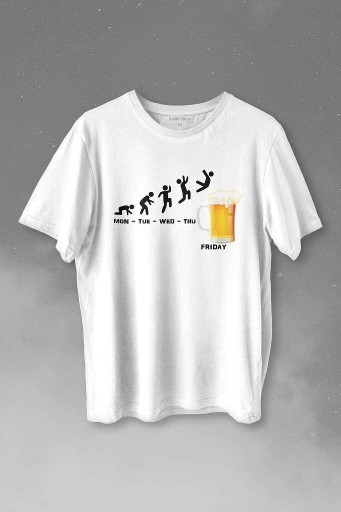Beer Week Friday Weekend Bira Alkol Hafta Sonu Tatili Baskılı Tişört Unisex T-shirt - 1