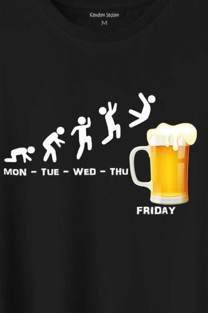 Beer Week Friday Weekend Bira Alkol Hafta Sonu Tatili Baskılı Tişört Unisex T-Shirt (1)