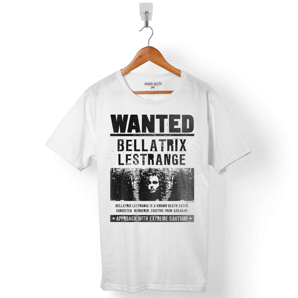 Bellatrix Lestrange Wanted Baskılı Beyaz Renk Unisex Tişört - 1