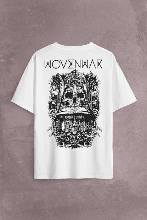 Ben Sahar Behemoth Metal Rock Kuru Kafa Skull Sırt Ön Baskılı Oversize Tişört Unisex T-Shirt - 2