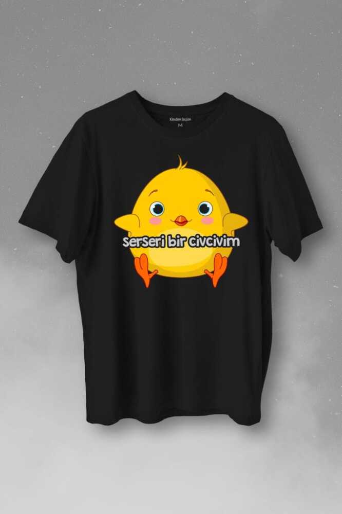 Ben Serseri Bir Civcivim Tavuk Sarı Civciv Baskılı Tişört Unisex T-Shirt - 1