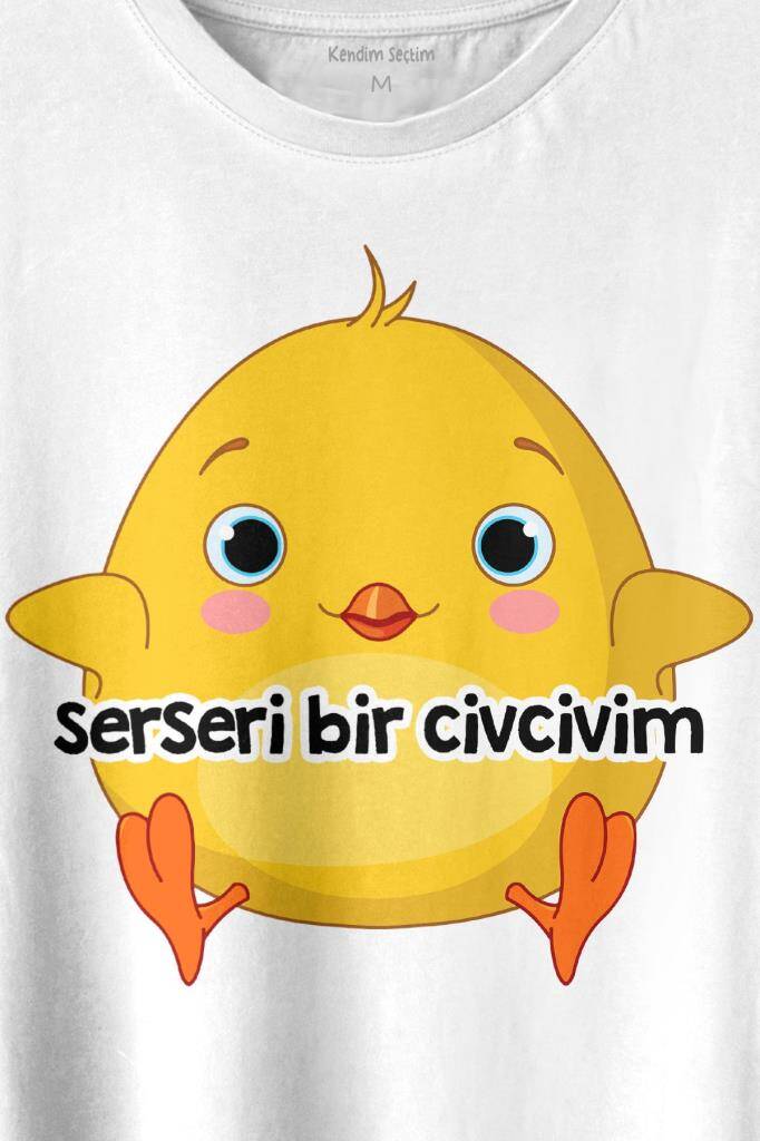 Ben Serseri Bir Civcivim Tavuk Sarı Civciv Baskılı Tişört Unisex T-shirt (1)