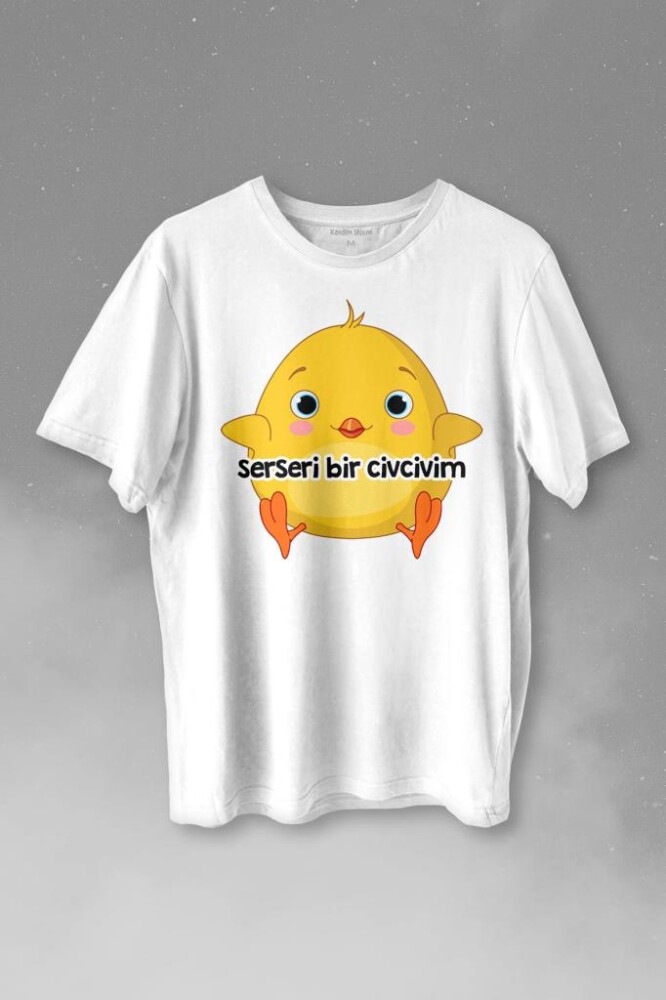 Ben Serseri Bir Civcivim Tavuk Sarı Civciv Baskılı Tişört Unisex T-shirt - KENDİM SEÇTİM