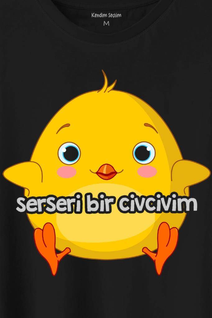 Ben Serseri Bir Civcivim Tavuk Sarı Civciv Baskılı Tişört Unisex T-Shirt - 2
