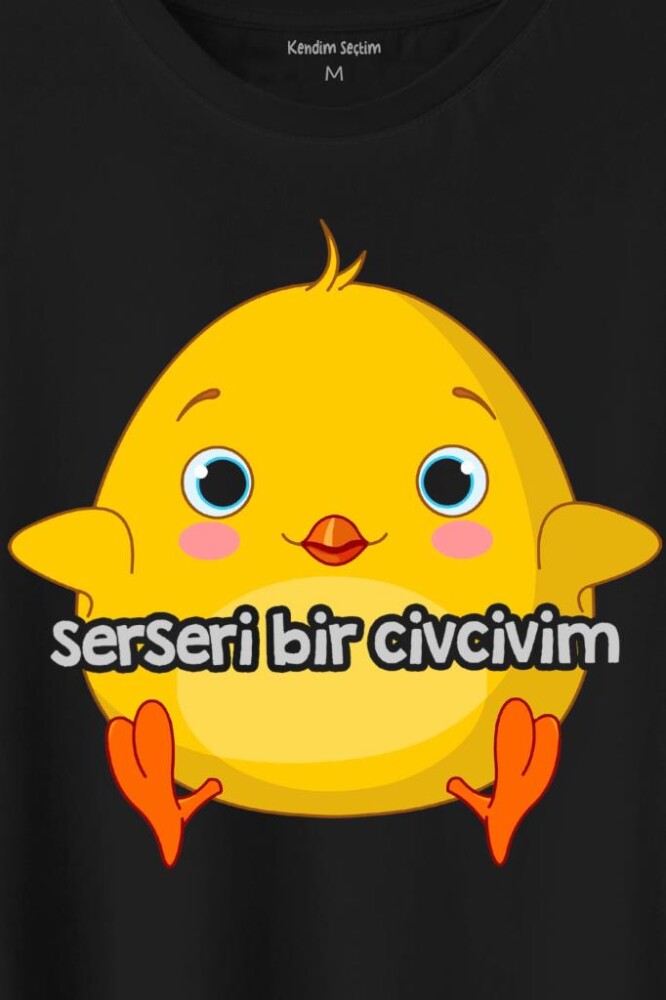 Ben Serseri Bir Civcivim Tavuk Sarı Civciv Baskılı Tişört Unisex T-Shirt (1)