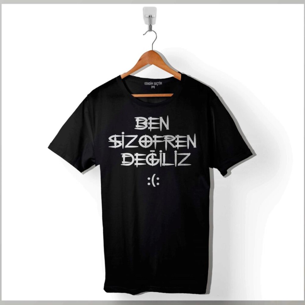 Ben Şizofren Değiliz İlüzyon İllusion Esprili Baskılı Tişört Unisex T-Shirt - 1