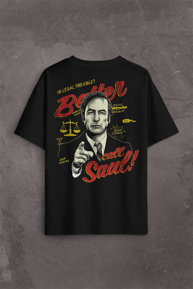 Better Call Soul Breaking Bad Dizi Film Sırt Ön Baskılı Oversize Tişört Unisex T-Shirt - 1