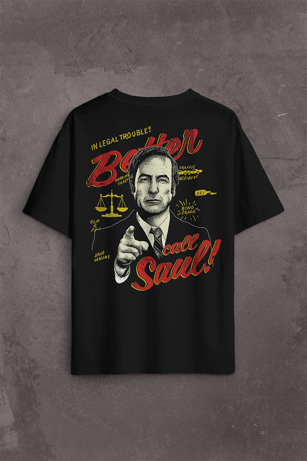 Better Call Soul Breaking Bad Dizi Film Sırt Ön Baskılı Oversize Tişört Unisex T-Shirt - 1