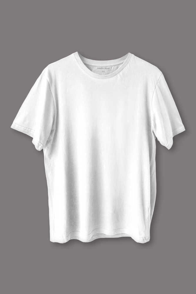 Beyaz Basic Regular Fit T-shirt Unisex Düz Tişört