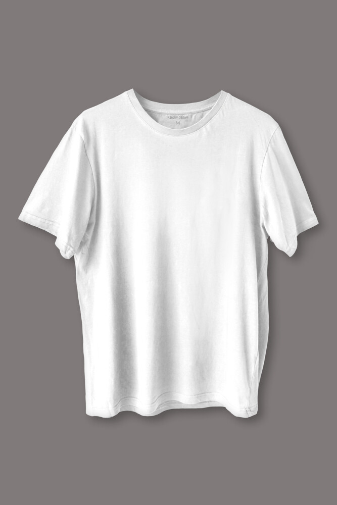 Beyaz Basic Regular T-shirt Unisex Tişört - 1