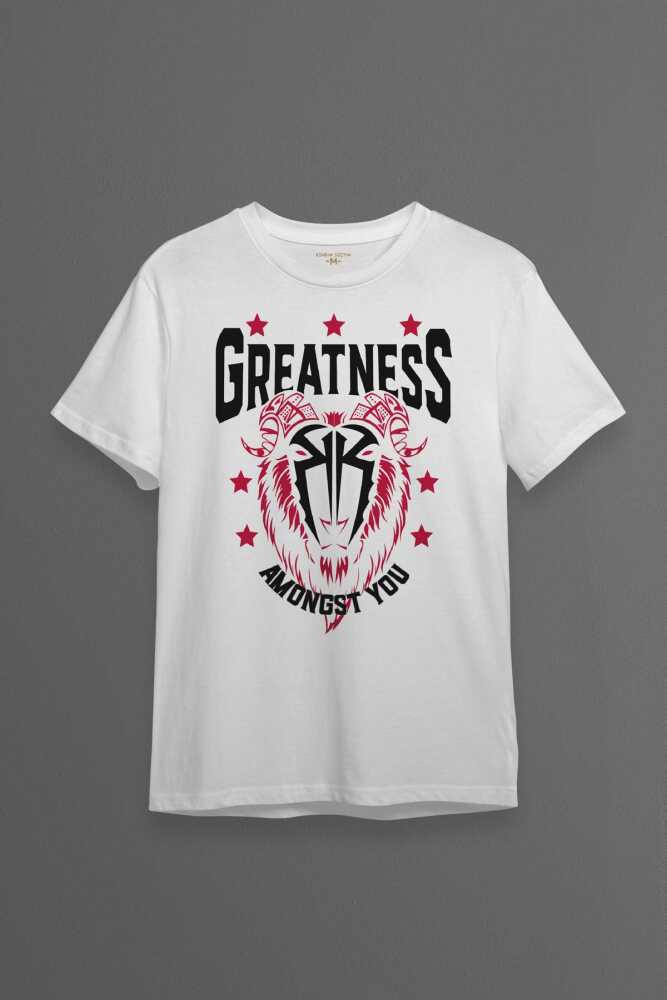 Beyaz Erkek Tişört Greatness Roman Reigns Gym Spor Fitness Baskılı T-shirt - 1