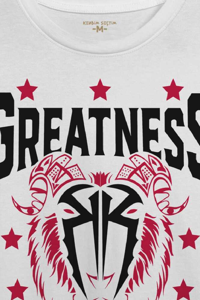 Beyaz Erkek Tişört Greatness Roman Reigns Gym Spor Fitness Baskılı T-shirt - 2