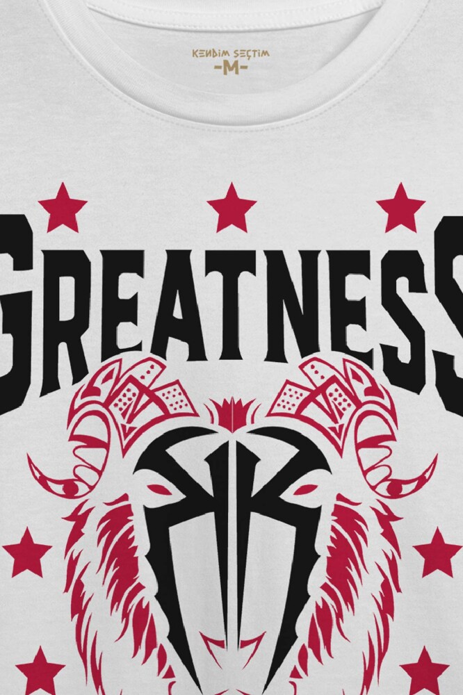 Beyaz Erkek Tişört Greatness Roman Reigns Gym Spor Fitness Baskılı T-shirt - 2