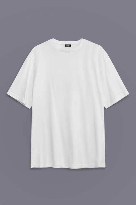 Beyaz Oversize Basic T-shirt Unisex Tişört - 1
