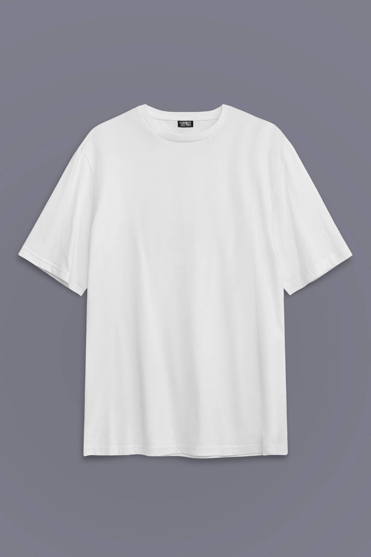 Beyaz Oversize Basic T-shirt Unisex Tişört - 1