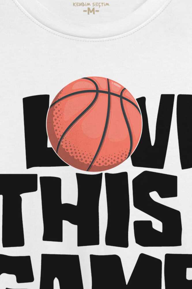 Beyaz T-shirt Basketball I Love This Game Basketbol Spor Beyaz Unisex Tişört (1)