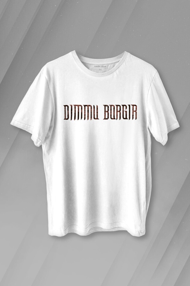 Beyaz T-shirt Dimmu Borgir Senfonik Black Metal Darkness Baskılı Unisex Tişört - 1