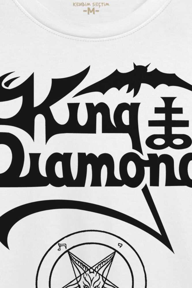 Beyaz T-shirt King Diamond Heavy Metal Mercyful Fate Guitar Gitar Baskılı Unisex Tişört (1)
