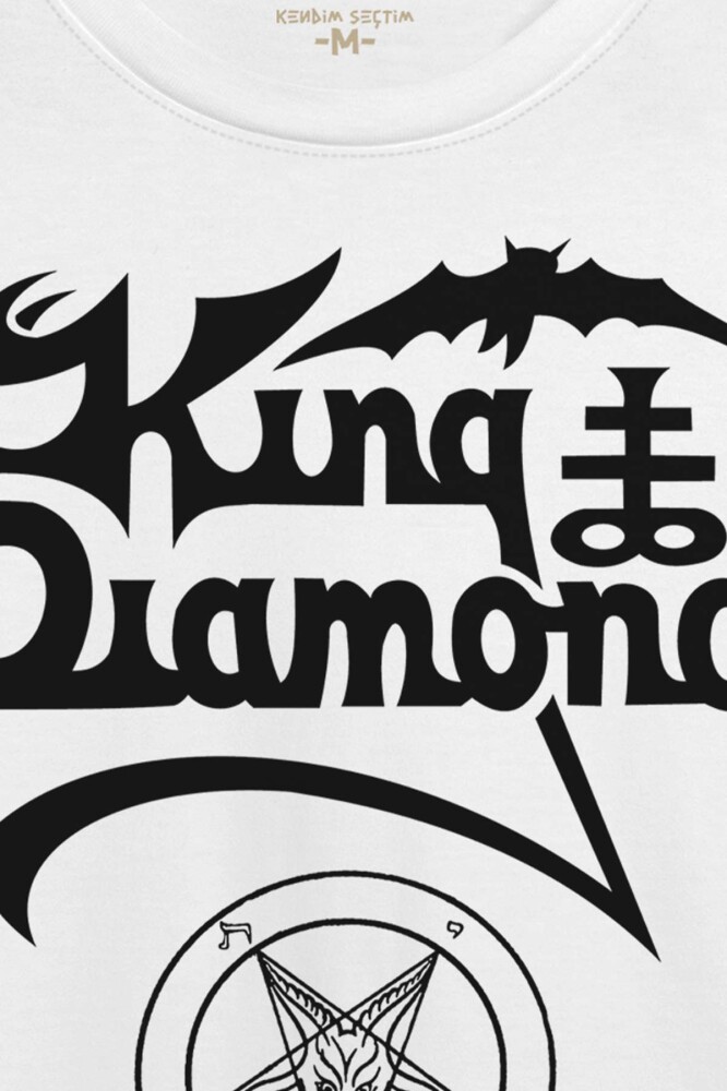 Beyaz T-shirt King Diamond Heavy Metal Mercyful Fate Guitar Gitar Baskılı Unisex Tişört - 2