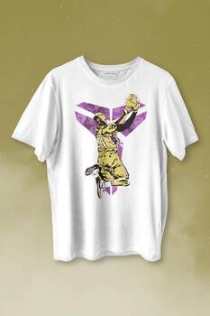 Beyaz T-shirt KOBE BRYANT BLACK MAMBA NBA BASKETBALL Baskılı Tshirt Unisex TİŞÖRT - 1