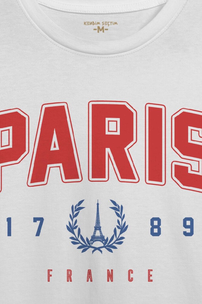 Beyaz T-shirt Paris Fransa City France Şehir Kısa Kollu Baskılı Unisex Tişört - 2