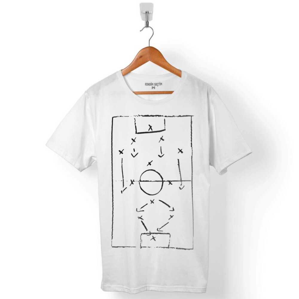 Beyaz Tişört Futbol Maç Taktik Maktik Yok Baskılı Unisex T-Shirt - 1