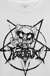 Beyaz Unisex Aggretsuko Agresif Retsuko Gotik Japon Anime Manga Metal Gothic Baskılı T-shirt - 2