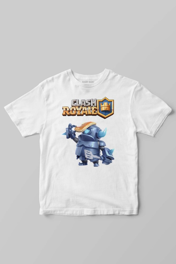Beyaz Unisex T-shirt Clash Royale Mini P.E.K.K.A Savaşçı Baskılı Çocuk Tişörtü - 1