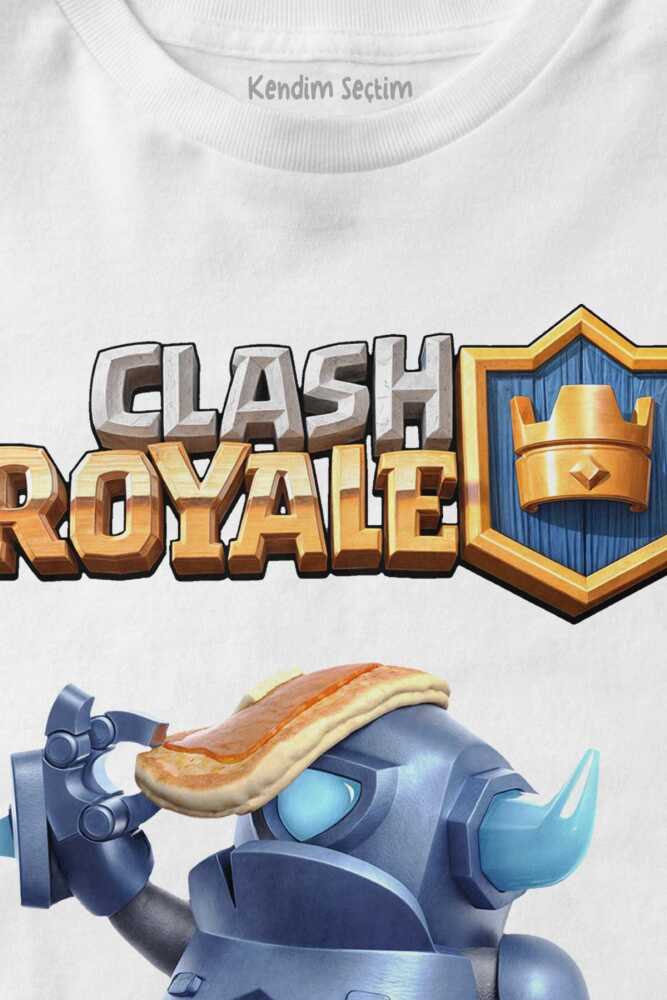 Beyaz Unisex T-shirt Clash Royale Mini P.E.K.K.A Savaşçı Baskılı Çocuk Tişörtü - 2