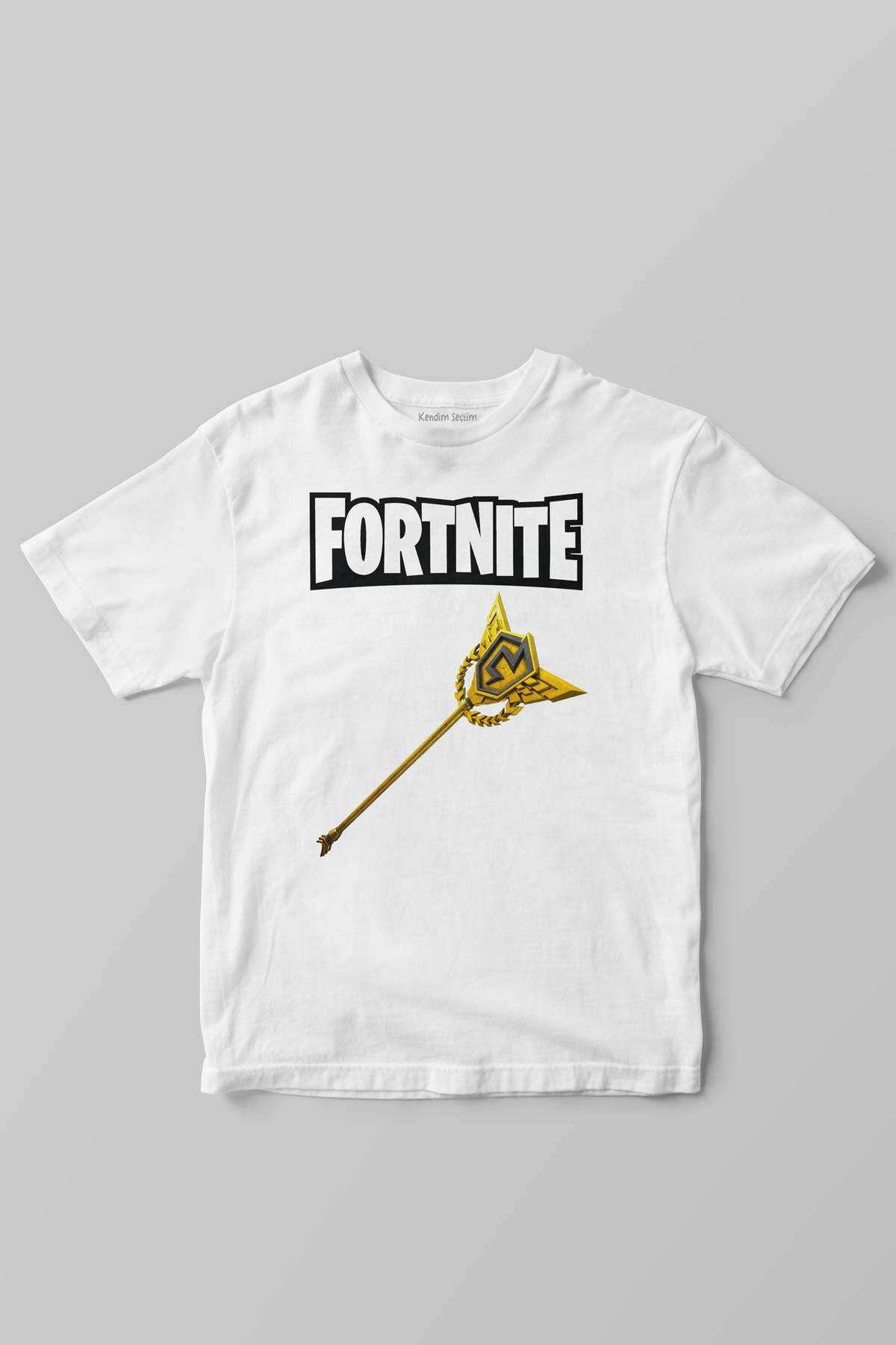 Beyaz Unisex T-shirt Fortnite Altın Asa Battle Royale Efsanevi Baskılı Çocuk Tişörtü