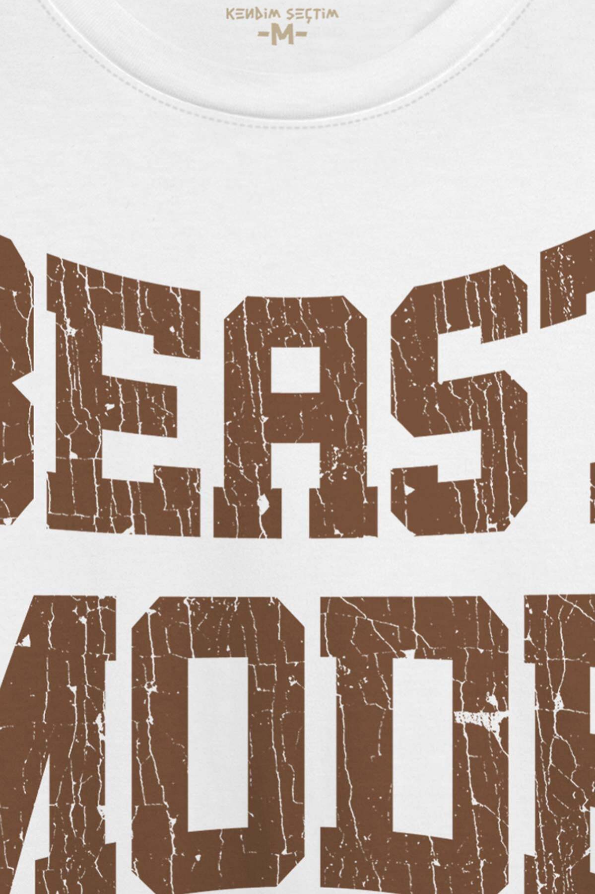 Beyaz Unisex Tişört Beast Mode Gym Fitness Spor Animal Beyaz T-shirt - 2