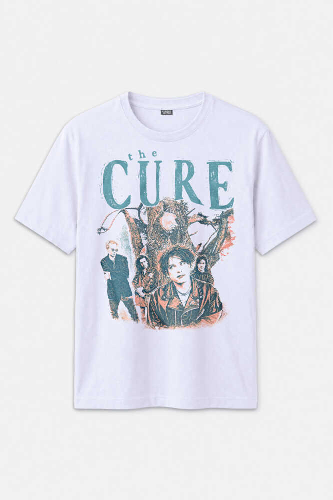 Beyaz Unisex Tişört The Cure Lovesong Rock Post Punk Music Baskılı Regular Fit - 1