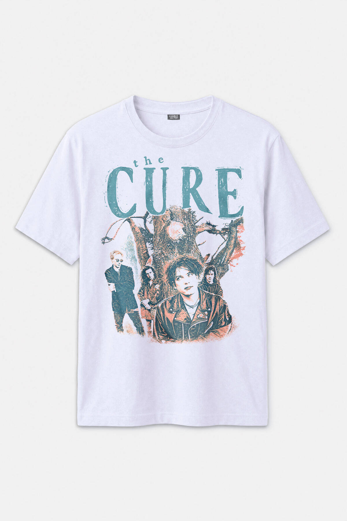 Beyaz Unisex Tişört The Cure Lovesong Rock Post Punk Music Baskılı Regular Fit