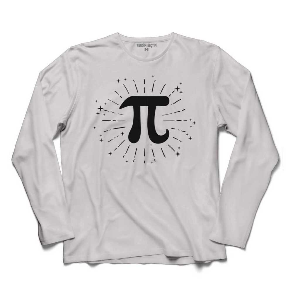 Beyaz Uzun Kollu 14 Mart Pi Sayısı Günü T-Shirt Unisex Tişört