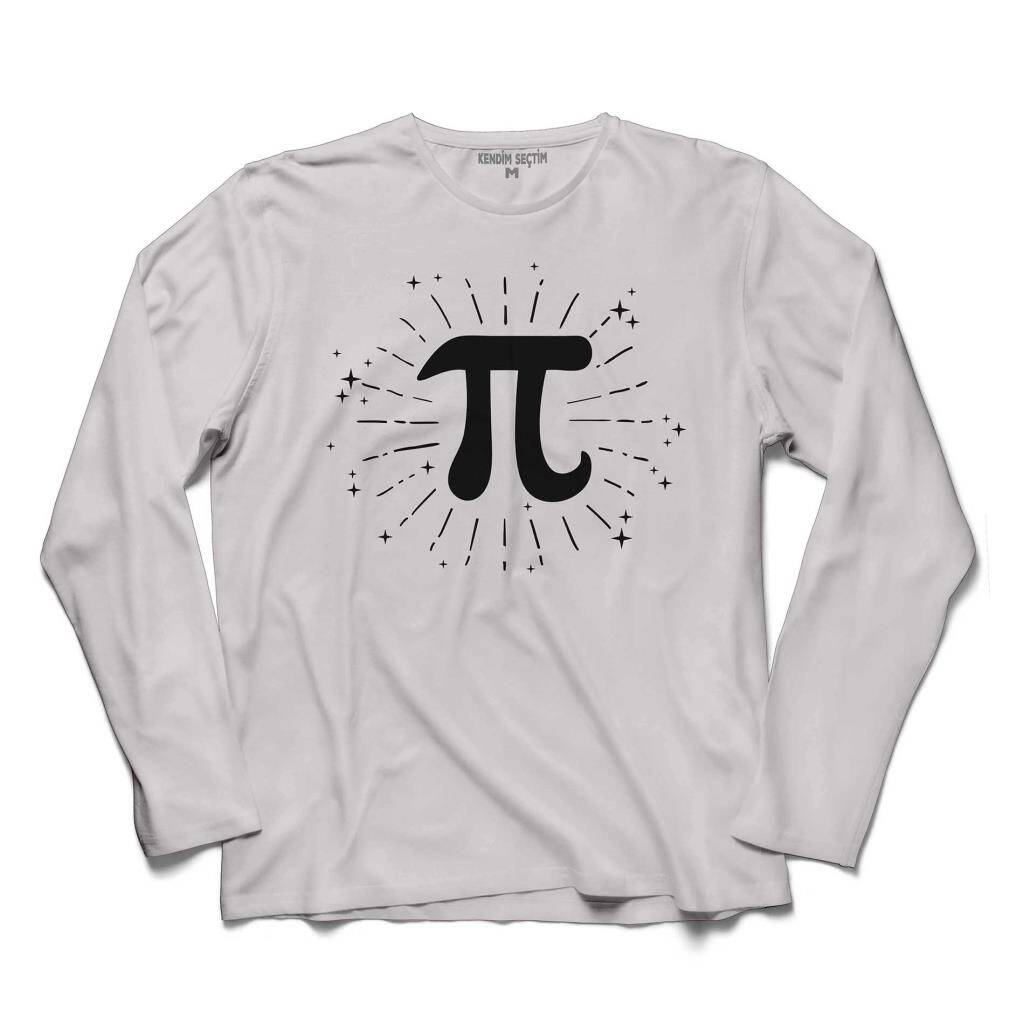 Beyaz Uzun Kollu 14 Mart Pi Sayısı Günü T-Shirt Unisex Tişört