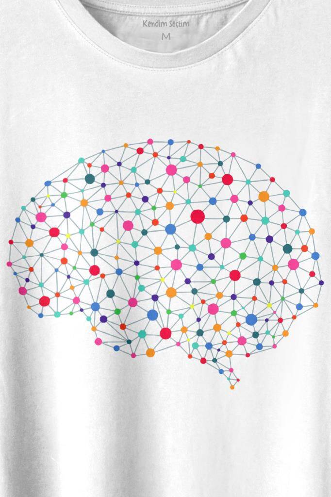 Beyin Silüet Sinir Ağı Yapay Zeka Baskılı Tişört Unisex T-shirt (1)