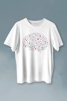 Beyin Silüet Sinir Ağı Yapay Zeka Baskılı Tişört Unisex T-shirt - 1