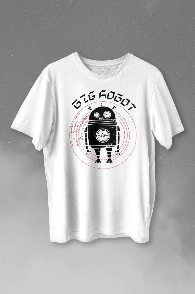 Big Robot 2 Comics Çizgi Film Minimal Dizi Baskılı Tişört Unisex T-shirt - 1