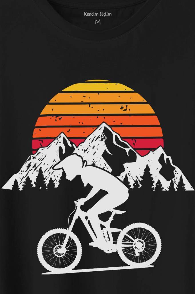 Bisiklet Doğa Gezi Turu Outdoor Travel Retro Baskılı Tişört Unisex T-Shirt (1)